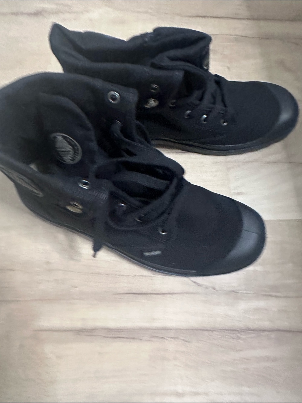 Palladium Black Canvas Lace-Up High-Top Boots - Picture 4 of 8
